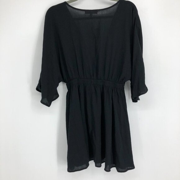 NWT Miken Swim Black Beach Bathing Suit Cover-Up Tunic w/ Floral Embroidery M - Picture 2 of 16